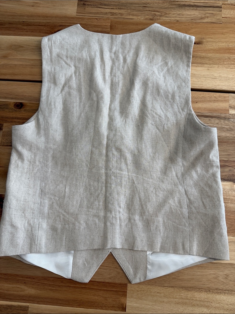 ZARA Beige Linen-Blend Tailored Vest - Picture 2 of 6